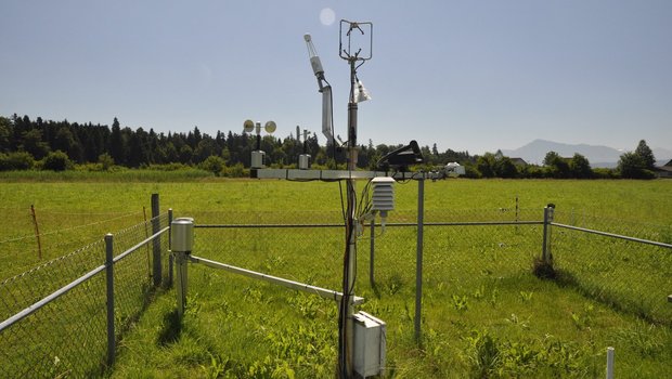 Die Messstation in Chamau ZG untersucht intensiv bewirtschaftetes Grasland seit 2005. Sie gehört zum Messnetzwerk Swiss Fluxnet.