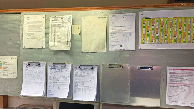 Struktur für den Arbeitsalltag - mit Magnetwand und Klemmbrett.