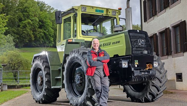 Mit dem MB Trac 1500 hat sich Hanspeter Spring einen Bubentraum erfüllt.  (Bild: «die grüne» / Pia Neuenschwander)