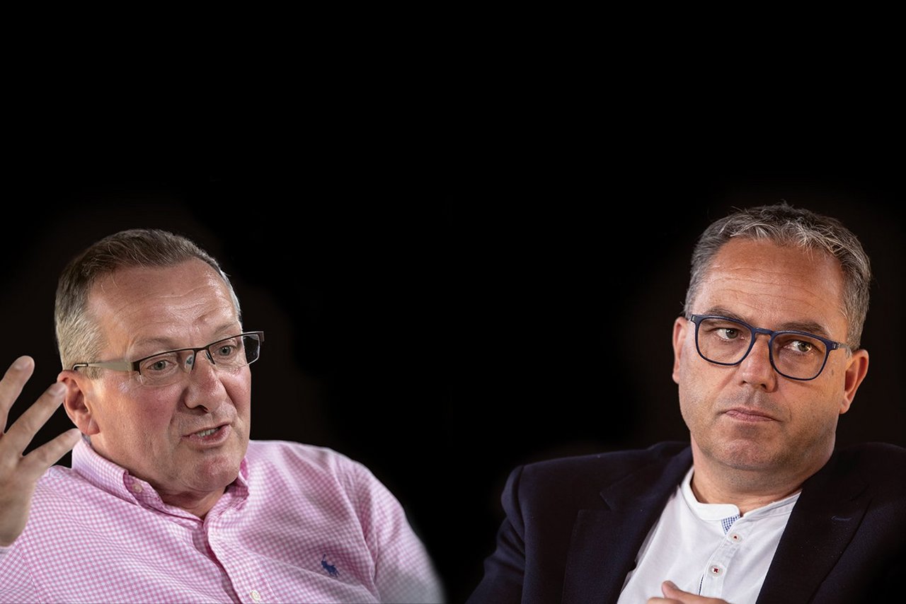 «Pro & Contra Porco Sano» mit Michael Knoch (links) und Meinrad Pfister. Bild: Pia Neuenschwander